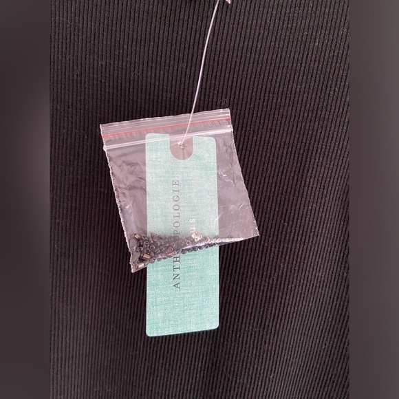 Anthropologie Black Beaded Applique Tank Top Sleeveless Ribbed Cotton Knit Sz 2X - Picture 11 of 16